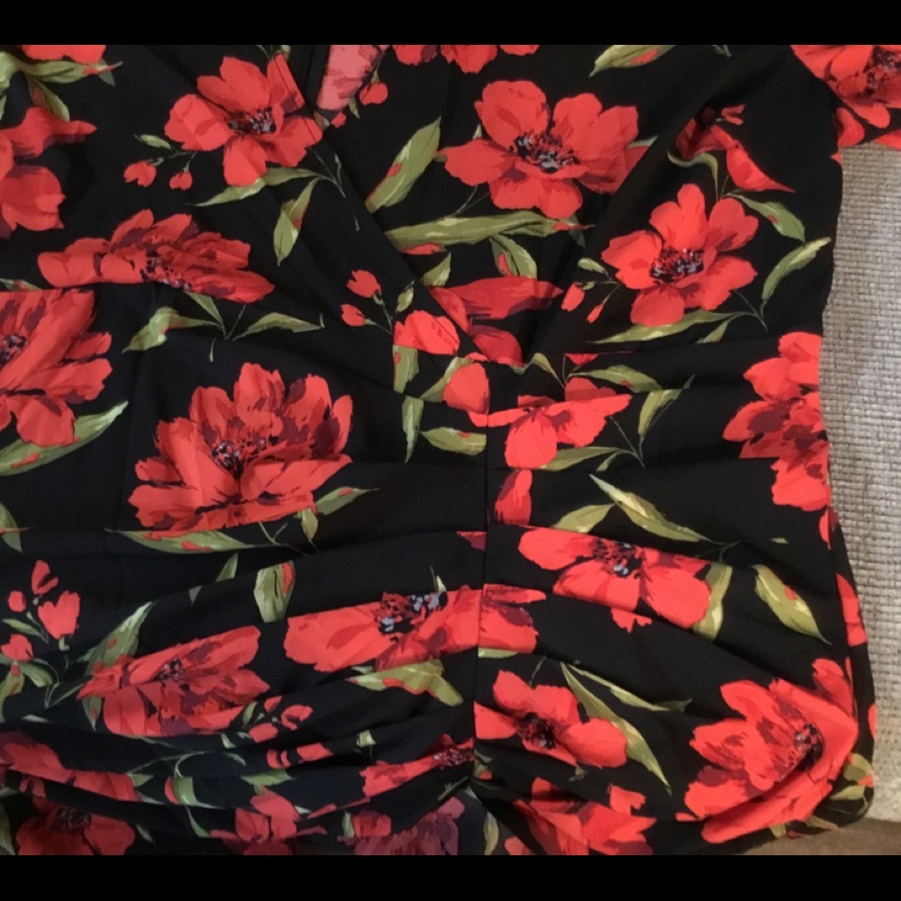 Boohoo Plus Red Floral Dress Sz 24 - Picture 8 of 12